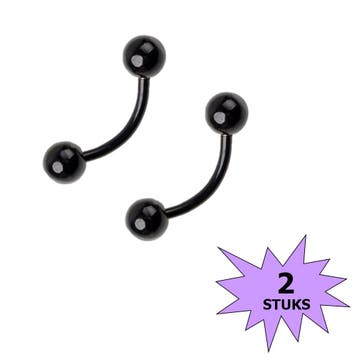 Fako Bijoux - Wenkbrauw Piercing - 3mm - Zwart - 2 Stuks, Verzenden, Nieuw