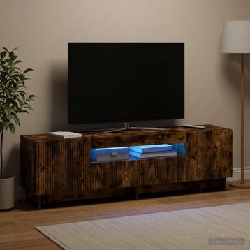 vidaXL LED tv-meubel EDE 153 x 35 x 43 cm Gerookt eiken, Huis en Inrichting, Minder dan 50 cm, Verzenden, Nieuw, Minder dan 100 cm