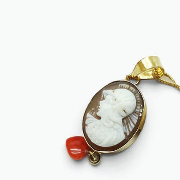 Koraal - Argento 925 - Cameo - Handgegraveerde camee
