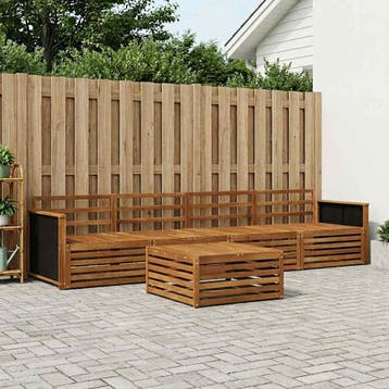 vidaXL Buiten bankenset 5 st Naturel Massief Acaciahout, Verzenden, Nieuw