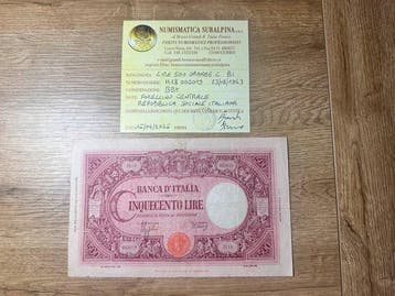 Italië. - 500 Lire 23/08/1943 Grande C (B.I.) - Gigante BI, Postzegels en Munten, Bankbiljetten | Europa | Niet-Eurobiljetten