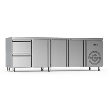 Koelwerkbank - 3-Deurs - 2 Lades - RVS - 230V - H 85 x B 224, Verzenden, Nieuw in verpakking, Koelen en Vriezen