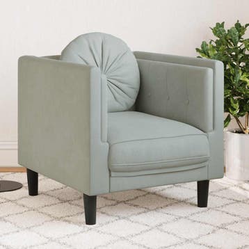 vidaXL Fauteuil met kussen fluweel lichtgrijs, Verzenden, Nieuw, Eenpersoons, Stof