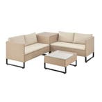 Loungeset / Tuinset Santorini - Polyrotan - Modulair - Crème, Verzenden, Nieuw