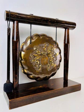 Unieke Zwitserse heraldische gong tamtam met steenbok 1900 -