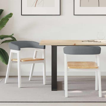 vidaXL Eettafelstoelen 2 st Massief Rubberhout Wit 54 x 57 x, Verzenden, Nieuw, Wit