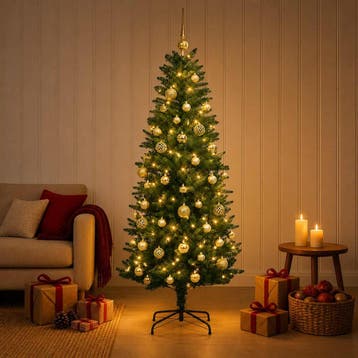 vidaXL Kunstkerstboom met kerstbal 120 cm 150 LEDs Warmwit, Diversen, Verzenden, Nieuw
