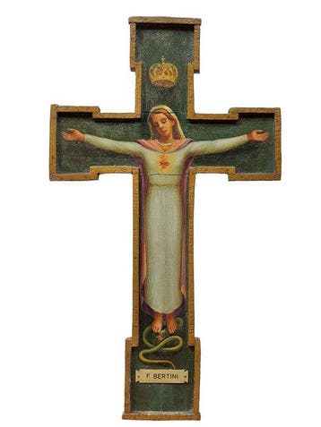 Federico Bertini (1908 – 1992) - Kruisbeeld geschilderd met