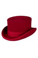 Luxe Hoge Hoed Rood Laag Model 61 100% Wol Heren Man Tophat, Ophalen of Verzenden, Nieuw