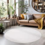 Rond Wasbaar Vloerkleed | Sky | Uni | Crème | 200x200 cm, Huis en Inrichting, Stoffering | Tapijten en Kleden, Verzenden, Nieuw