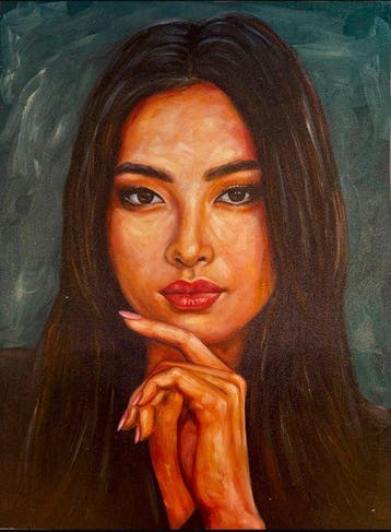 Nguyn V.L (1993) - Regard dencre 80 60 cm - No Reserve