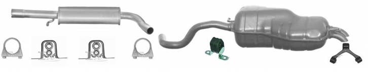 Complete uitlaat Einddemper + Middendemper Audi A3 / Seat Le, Auto-onderdelen, Uitlaatsystemen, Nieuw, Verzenden