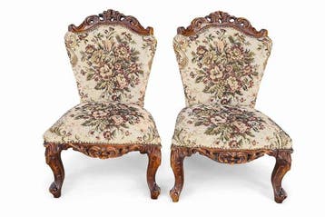Fauteuil (2) - Hout, Textiel - Luigi XV-fauteuils