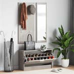 vidaXL Schoenenkastset 3-in-1 bewerkt hout betongrijs, Verzenden, Nieuw