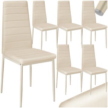 Eetkamerstoelen, kunstleer - beige, Set van 6, Huis en Inrichting, Verzenden, Nieuw