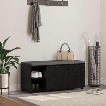 vidaXL Halbank met kussen met plank Zwarte Eik 100 x 38 x 46, Verzenden, Nieuw