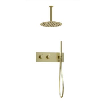 Inbouw regendouche met plafond arm 25cm douchekop mat goud, Verzenden, Nieuw