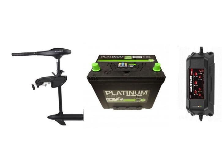 Fluistermotor 48LBS + 110ah accu + 5ah acculader, Auto-onderdelen, Accu's en Toebehoren, Verzenden