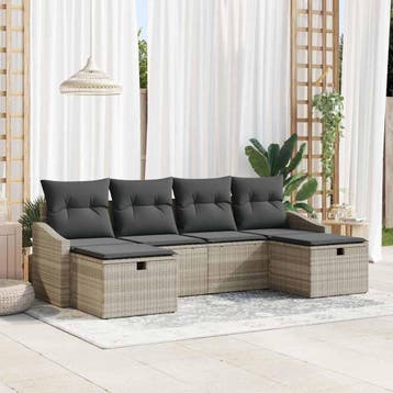 vidaXL Bankstel 6 st poly rattan, Verzenden, Nieuw, 6 zitplaatsen