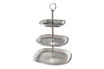 Design taartplateau ORIENT 44cm zilver met drie niveaus -, Huis en Inrichting, Ophalen of Verzenden, Nieuw