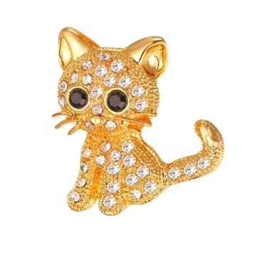 Fako Bijoux - Broche - Kitty - 27x30mm - Goudkleurig, Verzenden, Nieuw