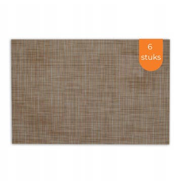 Placemats Set 6 Stuks 30x45 cm – Beige Bruin – Afwasbare, Ophalen of Verzenden, Nieuw