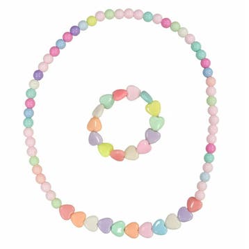 Fako Bijoux - Kinderketting en Armband - Plastic - Hartjes, Verzenden, Nieuw