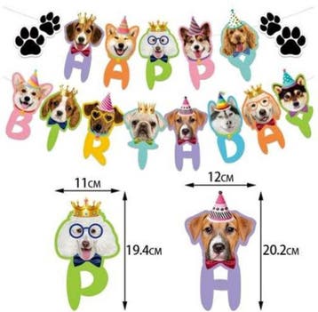 Banner Happy Birthday Dogs XL, Dieren en Toebehoren, Verzenden, Nieuw