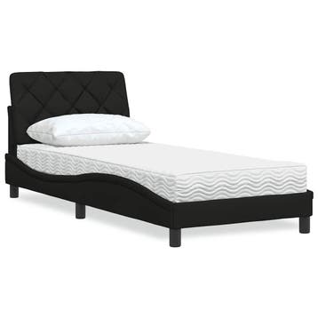 vidaXL Bed met matras stof zwart 90x200 cm, Huis en Inrichting, 90 cm, Eenpersoons, Verzenden, Zwart
