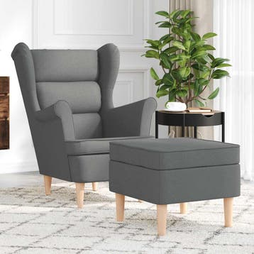 vidaXL Fauteuil met voetenbankje stof donkergrijs, Huis en Inrichting, Fauteuils, Verzenden, Nieuw