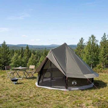 vidaXL Tipi Tent 4-persoons Bruin Grijs Polyester en staal, Verzenden, Nieuw, Tot en met 2