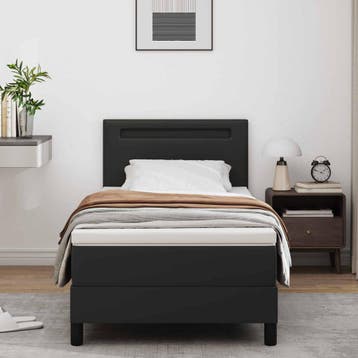 vidaXL Boxspringbed met hoofdeinde Zwart 90 x 190 cm, Huis en Inrichting, Overige materialen, Eenpersoons, Verzenden, Zwart