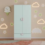 Kinderkast Sandnes kledingkast 123x60x40 cm wit en mintgroen, Huis en Inrichting, Kasten | Kledingkasten, Verzenden, Nieuw