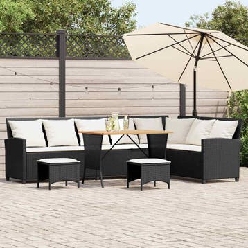 vidaXL 4-delige Tuinbankstel met kussens L-vormig poly, Verzenden, Nieuw