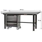 Werkbank zwart 200 cm met zinken werkblad en, Doe-het-zelf en Verbouw, Werkbanken, Ophalen of Verzenden, Nieuw