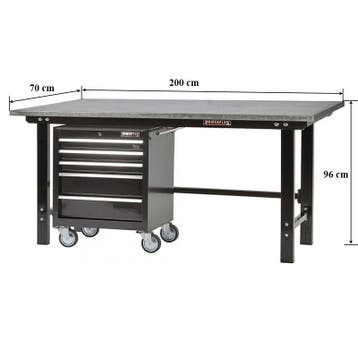 Werkbank zwart 200 cm met zinken werkblad en, Ophalen of Verzenden, Nieuw