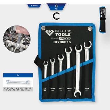 Brilliant Tools Open Ringsleutelset Leidingen 8-19mm 6-delig, Auto diversen, Autogereedschap, Verzenden, Nieuw
