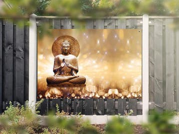 NR 1321: Tuinposter Boeddha bruin 120x180cm, Nieuw