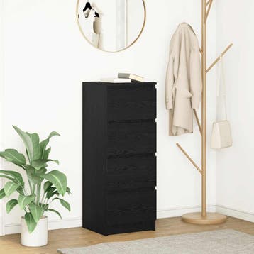 vidaXL Dressoir 37,5x35x99 cm spaanplaat zwart eikenkleurig, Huis en Inrichting, Verzenden, Nieuw, Overige houtsoorten, Minder dan 50 cm