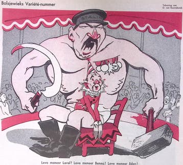 Marcel Cachin op schoot bij Stalin op spotprent (Lithos), Verzenden