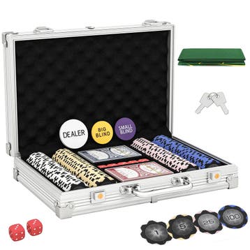 Pokerchips-Set In Koffer, Met Dobbelstenen, Dealer-Knop, 2 K, Verzenden, Nieuw