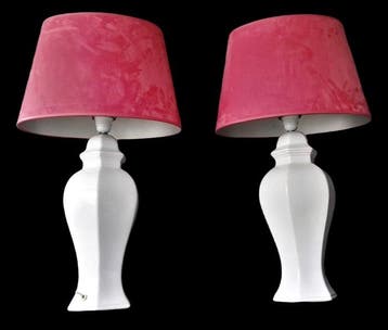 1950s Set Chique lampen 70 cm met kostbare rozen kap -