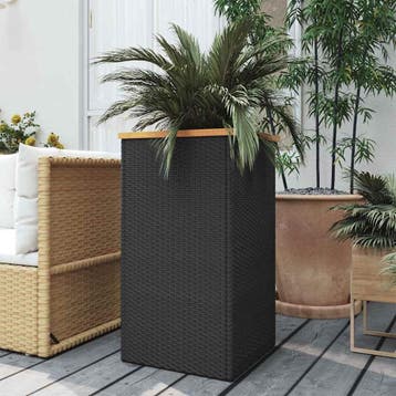 vidaXL Plantenbak 40x40x80 cm poly rattan zwart, Verzenden, Nieuw, Minder dan 60 cm, 60 cm of meer