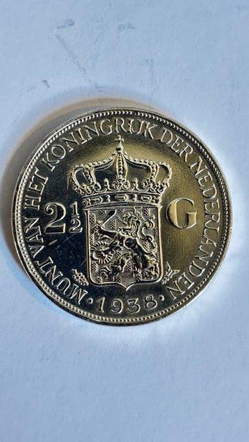 Nederland. Wilhelmina. 2 1/2 Gulden 1938 (Zonder, Postzegels en Munten, Munten | Nederland