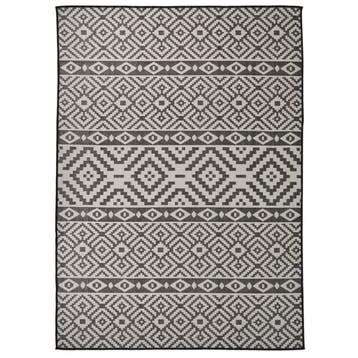 vidaXL Buitenkleed met patroon platgeweven 200x280 cm zwart, Huis en Inrichting, Stoffering | Tapijten en Kleden, Verzenden, Nieuw