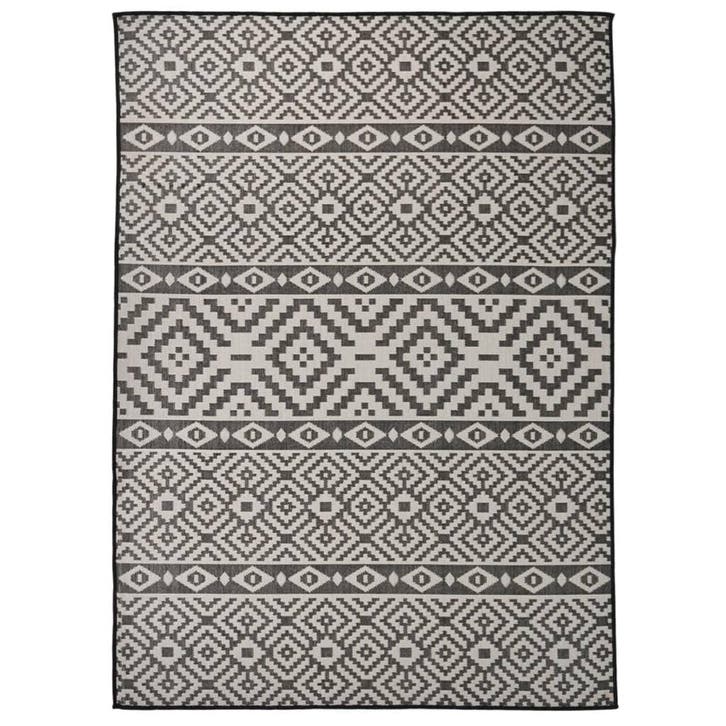 vidaXL Buitenkleed met patroon platgeweven 200x280 cm zwart, Huis en Inrichting, Stoffering | Tapijten en Kleden, Zwart, Nieuw