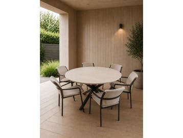Veiling - Flora outdoor set 6 stoelen + 1 tafel 140Ø - Brui, Tuin en Terras, Nieuw