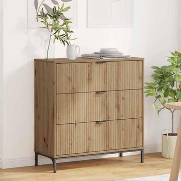 vidaXL Dressoir met lade Artisan Eiken 79,5 x 33 x 82 cm, Huis en Inrichting, Verzenden, Nieuw, Overige houtsoorten, Minder dan 50 cm