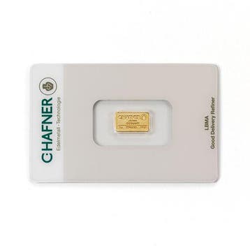 1 gram goudbaar C.Hafner met certificaat LBMA gecertificeerd, Verzenden, Goud