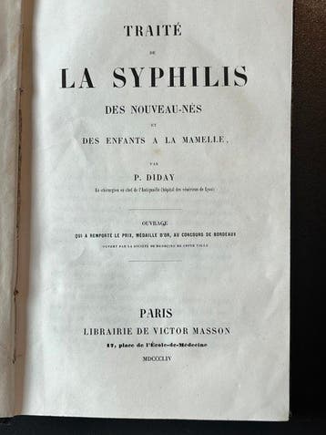 P. Diday - Traité de la syphilis des nouveau-nés et des